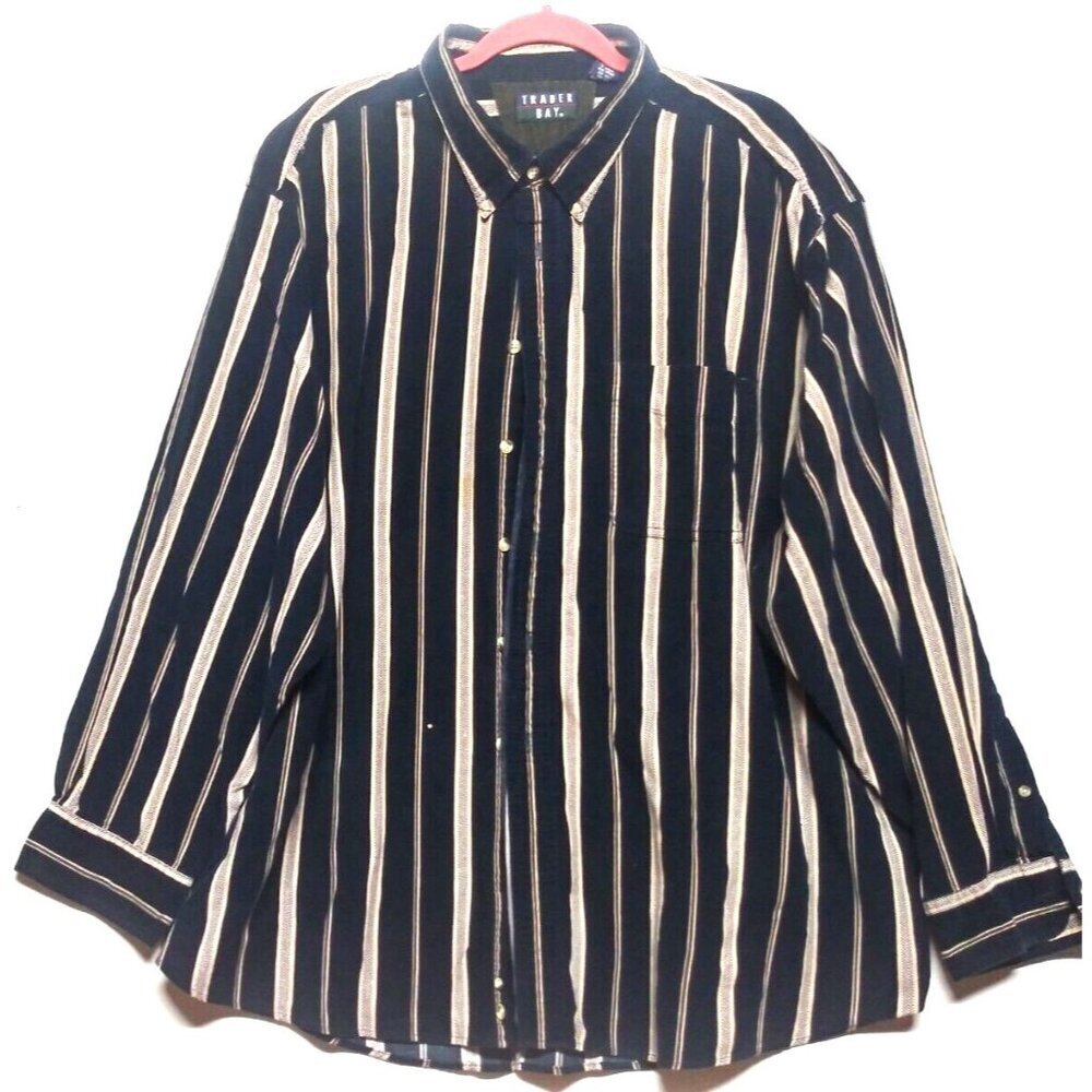 Trader Bay Shirt Micro-Corduroy 3XL Button-Down blue cream stripes Long Sleeve